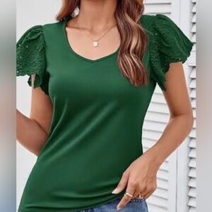GRACE KARIN eyelet ruffle sleeve top MEDIUM